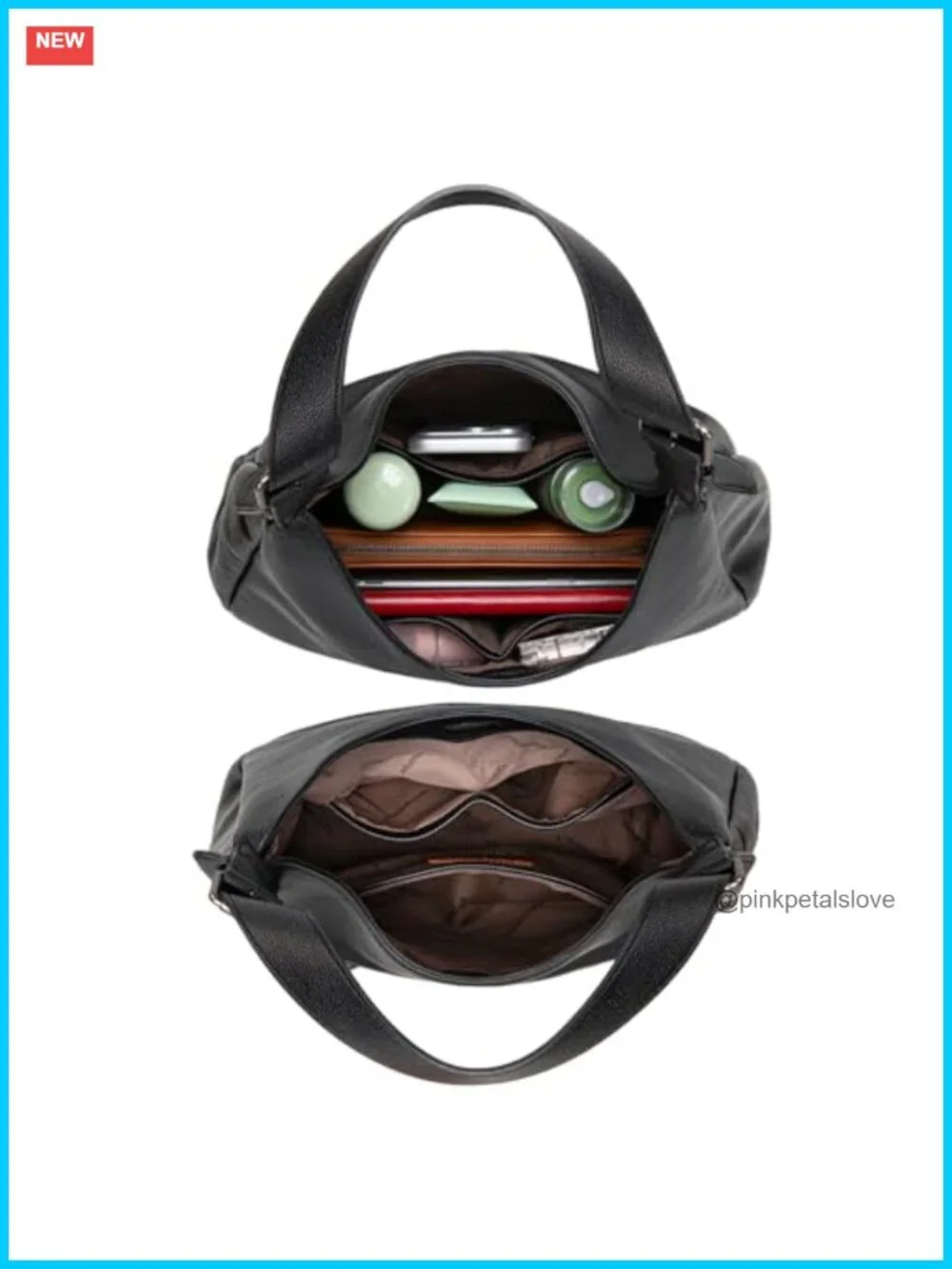 Slouchy Hobo Shoulder Handbag with Multiple Pockets Faux Leather